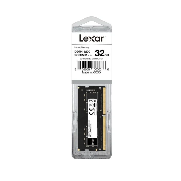 Lexar 32GB DDR4 3200MHz SODIMM laptop memory module – model LD4AS032G-B3200GSST