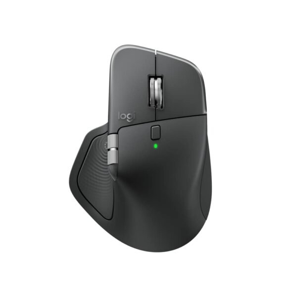Logitech MX Master 4 wireless mouse top angle view in Graphite color